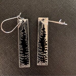 Silver Evergreen Tree Earrings NWOT